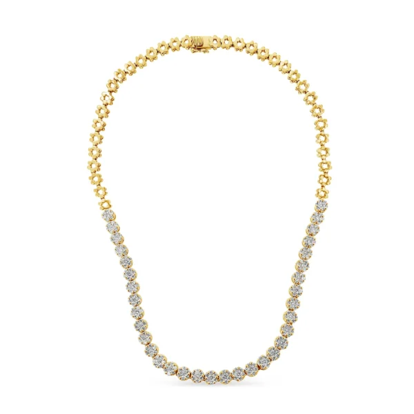 IGI Certified 14K Gold 8.0 Cttw Pave Set Round-Cut Diamond Cluster Graduating Riviera Statement Necklace (H-I Color, I1 Clarity) - Image 2