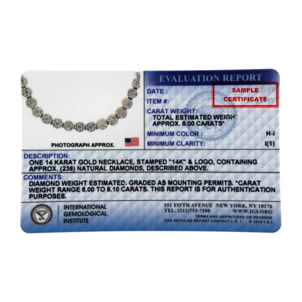 IGI Certified 14K Gold 8.0 Cttw Pave Set Round-Cut Diamond Cluster Graduating Riviera Statement Necklace (H-I Color, I1 Clarity) - Image 9