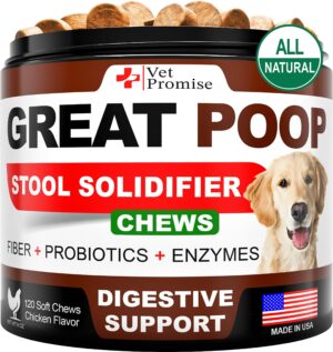 Great Poop Probiotics for Dogs   Dog Stool Softener   Fiber for Dogs Supplement   6 Probiotics and Digestive Enzymes   Healthy Gut   Firm Stool & Diarrhea Relief 120 Chews
