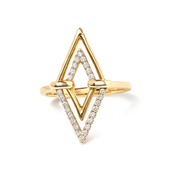 14K Yellow Gold 1/5 Cttw Diamond Double Triangle Ring (G-H Color, SI1-SI2 Clarity) - Size 7 - Image 4
