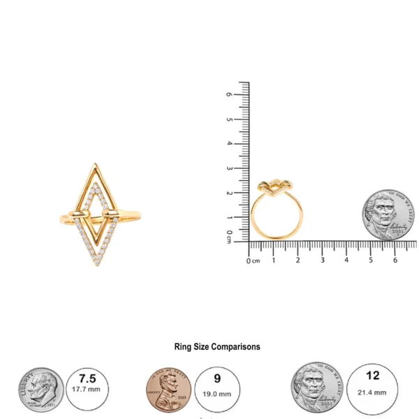 14K Yellow Gold 1/5 Cttw Diamond Double Triangle Ring (G-H Color, SI1-SI2 Clarity) - Size 7 - Image 6