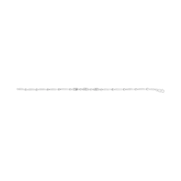 18K White Gold Diamond Accent 3 Stone Link 7" Bracelet (I-J Color, I1-I2 Clarity) - Image 4
