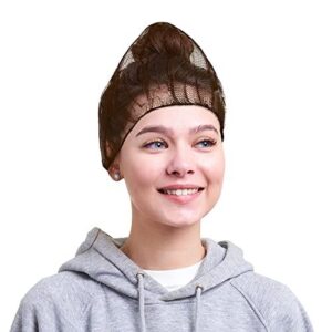 Brown Nylon Hair Nets 28 . Pack of 100 Disposable Hairnets Caps with Elastic Edge Mesh. Stretchable Adult Hair Covers for General Use Cooking Food Service. Unisex Heavyweight Breathable.