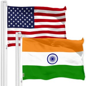 USA American & India Indian Flags 3x5 FT Combo Printed 150D Polyester By