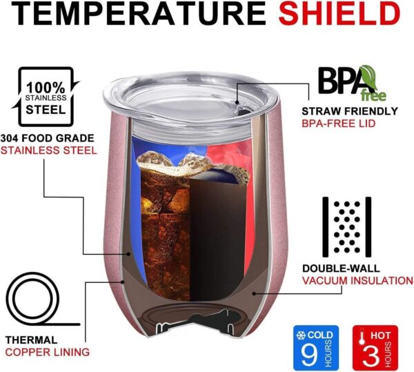 Wine Tumbler with Sayings Double Wall Vacuum Insulated Stemless Travel Glass Funny Phrase Engraved Mug with Lid Custom Personalised Men Women Cup Red - Image 2
