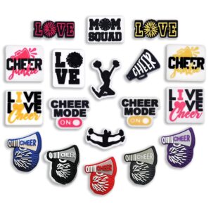 Cheer Shoe Charms Cheerleader 18PCS Cheerleading Shoes Charms for Croc PVC Clog Pins Accessories Party Favors Birthday Gifts Holidays Decoration for Boys Women Girls