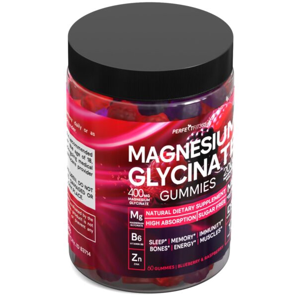 Sugar Free Magnesium Glycinate Gummies – 400mg with Taurine & Magnesium Malate for Better Sleep & Relaxation