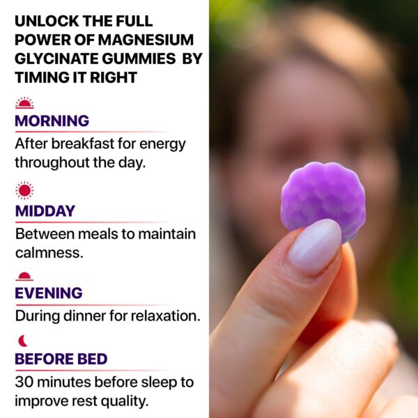 Sugar Free Magnesium Glycinate Gummies – 400mg with Taurine & Magnesium Malate for Better Sleep & Relaxation - Image 7