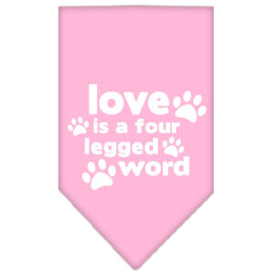 Love Is A Four Leg Word Screen Print Bandana Light Pink Large