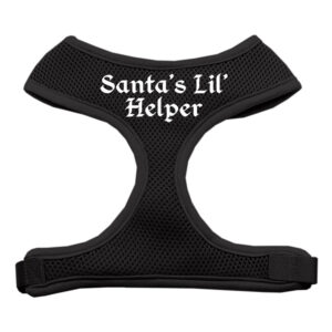 Santa's Lil Helper Screen Print Soft Mesh Pet Harness Black Extra Large