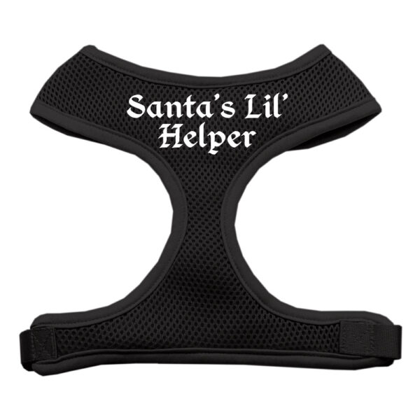 Santa's Lil Helper Screen Print Soft Mesh Pet Harness Black Extra Large
