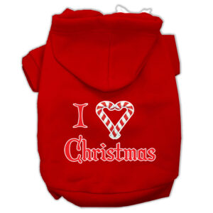 I Heart Christmas Screen Print Pet Hoodies Red Size Xxl (18)