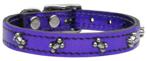 Metallic Bone Leather Dog Collar Purple Mtl 20