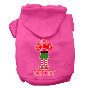 The Elf Did It Screen Print Dog Hoodie Bright Pink Xxxl