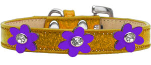 Metallic Flower Ice Cream Collar Gold With Metallic Purple Flowers Size 16