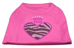 Zebra Heart Rhinestone Dog Shirt Bright Pink Sm (10)