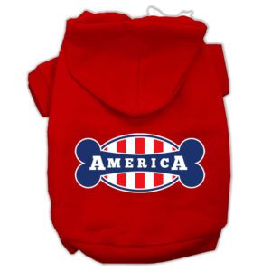 Bonely In America Screen Print Pet Hoodies Red Size Xxl (18)