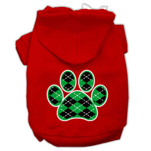 Argyle Paw Green Screen Print Pet Hoodies Red Size Xs (8)