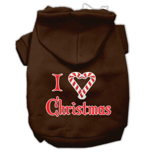 I Heart Christmas Screen Print Pet Hoodies Brown Size Xxl (18)