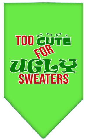 Too Cute For Ugly Sweaters Screen Print Bandana Lime Green Small
