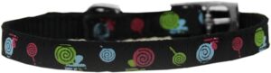 Lollipops Nylon Dog Collar With Classic Buckle 3/8" Black Size 8