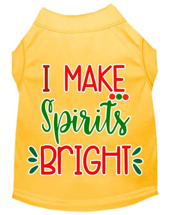 I Make Spirits Bright Screen Print Dog Shirt Yellow Xxxl