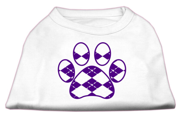 Argyle Paw Purple Screen Print Shirt White Xl (16)