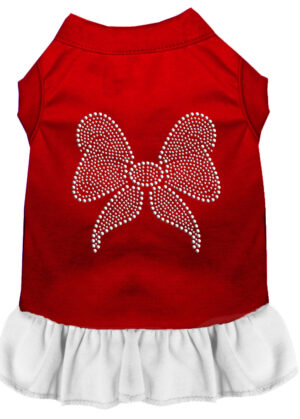 Rhinestone Bow Dress Red With White Sm
