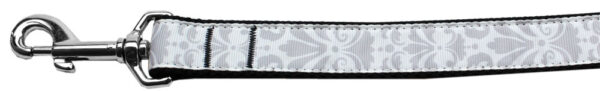 Damask Nylon Dog Leash 1inch Wide 4 Foot Grey
