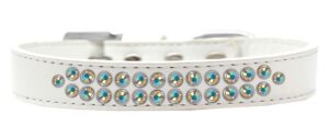 Two Row Ab Crystal Size 16 White Dog Collar