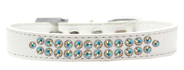 Two Row Ab Crystal Size 16 White Dog Collar