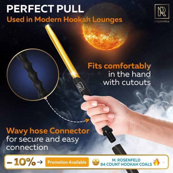 Premium Hookah Hose with Mouthpiece   60 Long Silicone Water Pipe Hose Washable with 15 Aluminum Easy Grip Mouthpiece   Modern Design Handle Won't Rust or Ghost Hookah Hose Silicone - Image 2