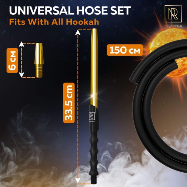 Premium Hookah Hose with Mouthpiece   60 Long Silicone Water Pipe Hose Washable with 15 Aluminum Easy Grip Mouthpiece   Modern Design Handle Won't Rust or Ghost Hookah Hose Silicone - Image 3