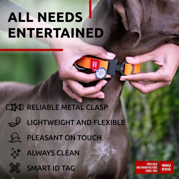 Waterproof Dog Collar   Adjustable Dog Collar for Large Dogs Small and Medium Dogs   Heavy Duty Dog Collars with Durable Metal Clasp and QR Dog Tag   Boy & Girl Dog Collars (Orange) - Image 4
