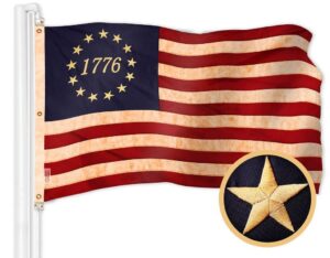 Betsy Ross 1776 Tea Stained Flag | 6x10 Ft | ToughWeave Pro Series Embroidered 420D Polyester | Historical Flag Embroidered Design Indoor Outdoor Brass Grommets
