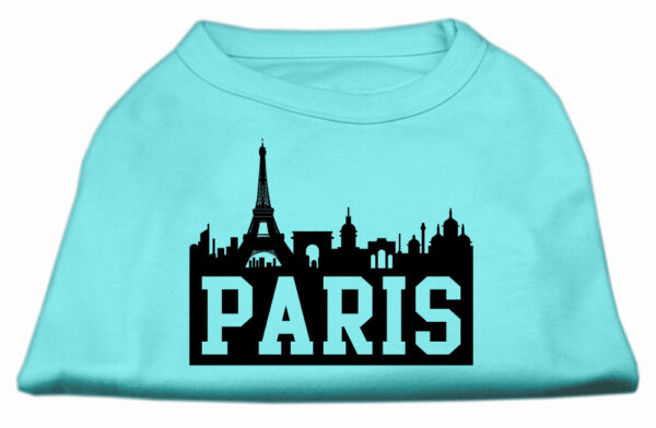 Paris Skyline Screen Print Shirt Aqua Xs