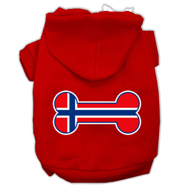 Bone Shaped Norway Flag Screen Print Pet Hoodies Red Size Xxl (18)