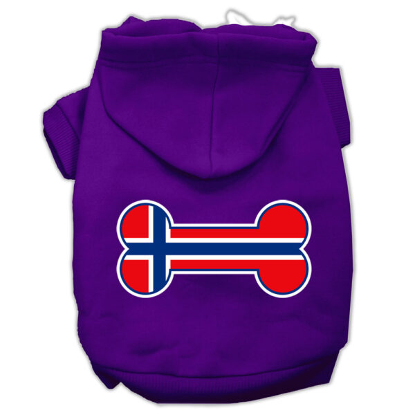 Bone Shaped Norway Flag Screen Print Pet Hoodies Purple Size Xxl (18)