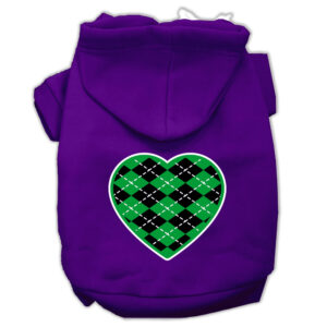 Argyle Heart Green Screen Print Pet Hoodies Purple Size Xl (16)