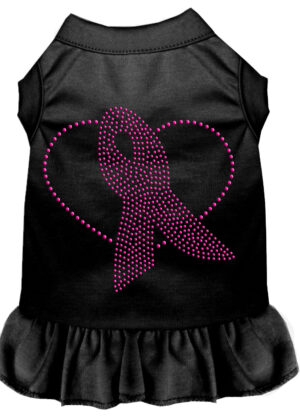 Pink Ribbon Rhinestone Dress Black Xxxl