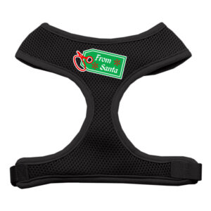 From Santa Tag Screen Print Mesh Pet Harness Black Extra Large