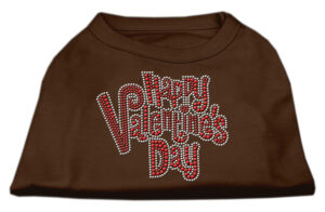 Happy Valentines Day Rhinestone Dog Shirt Brown Sm (10)
