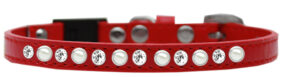 Pearl And Clear Jewel Breakaway Cat Collar Red Size 10