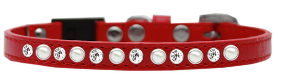 Pearl And Clear Jewel Breakaway Cat Collar Red Size 10