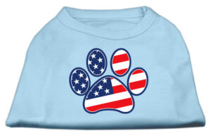 Patriotic Paw Screen Print Shirts Baby Blue Xl