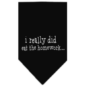 I Really Did Eat The Homework Screen Print Bandana Black Large