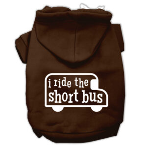 I Ride The Short Bus Screen Print Pet Hoodies Brown Size Xs (8)
