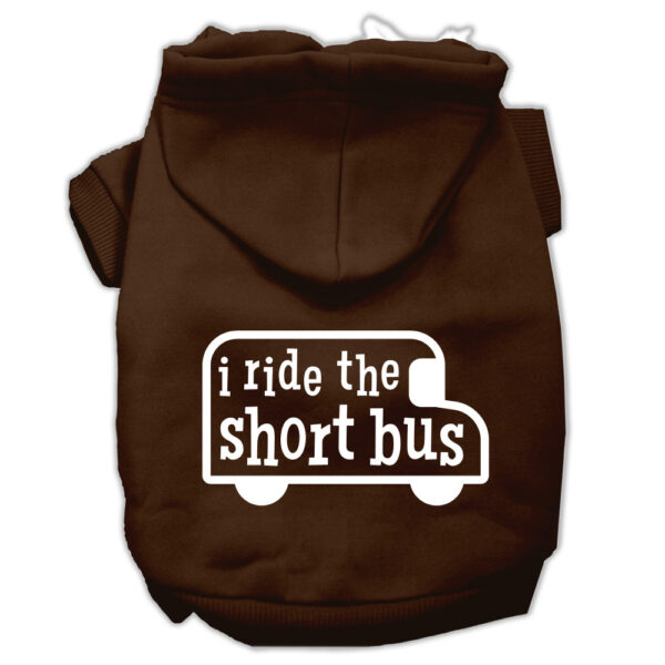 I Ride The Short Bus Screen Print Pet Hoodies Brown Size Xs (8)