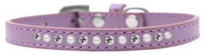 Pearl And Clear Crystal Size 10 Lavender Puppy Collar