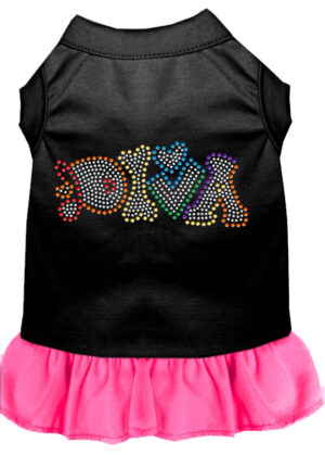 Technicolor Diva Rhinestone Pet Dress Black With Bright Pink Med